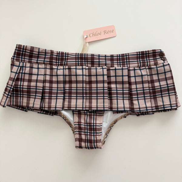 Bikini Business Pleated Skort in Brown Plaid