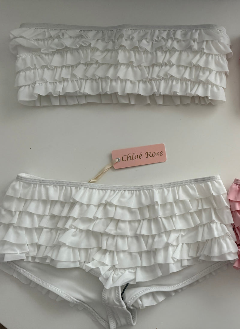 Just A Girl Ruffle Short in White