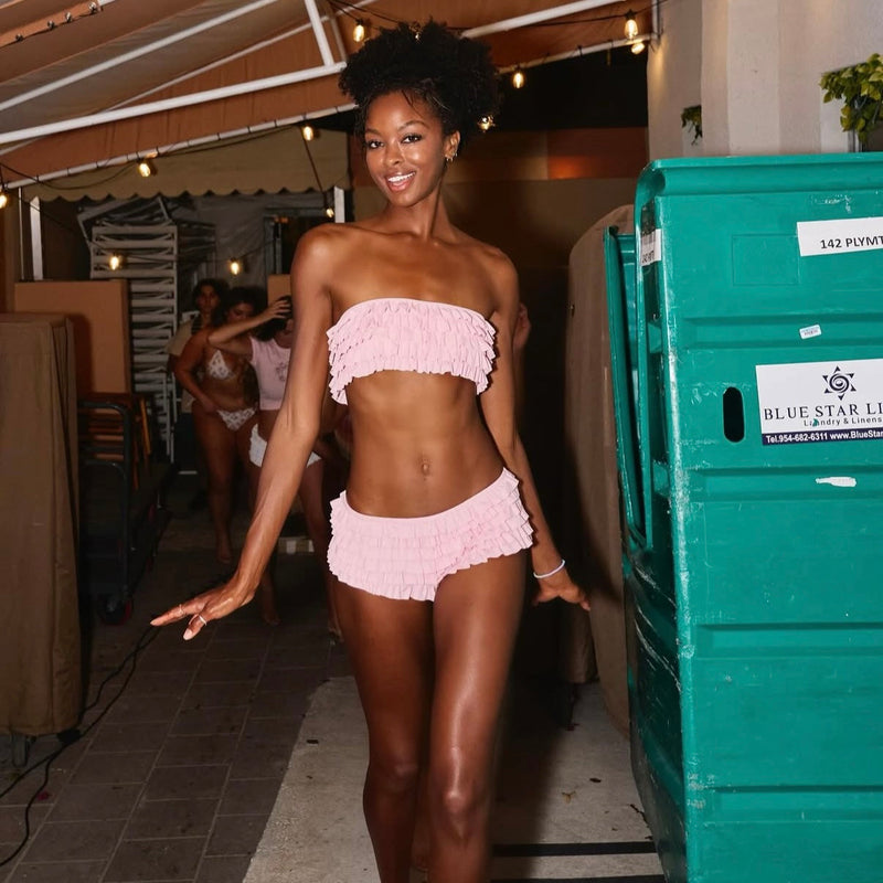 Just A Girl Ruffle Short in Pretty in Pink (PRE-ORDER) SHIPS IN 6-8 WEEKS