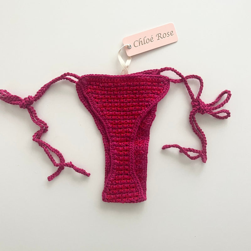 Sweetheart Houndstooth Crochet Thong Bottom